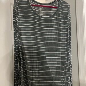 American Eagle Outfitters Gray and White Striped Long Sleeve Tee